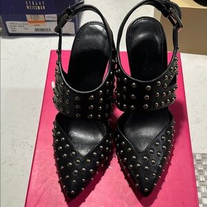 ISA TAPIA DEZ SLING Studded Black Women's Heels 37.5 size 7.5
